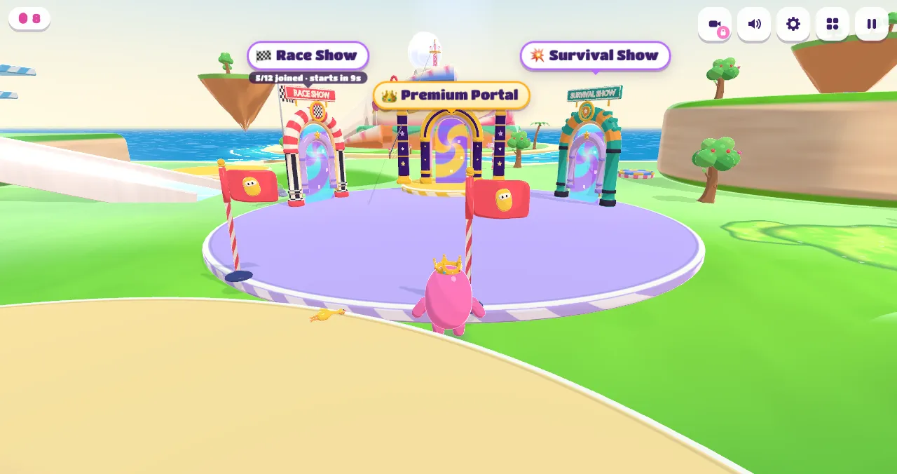 The Show Gate with the Race, Survival and Premium portals